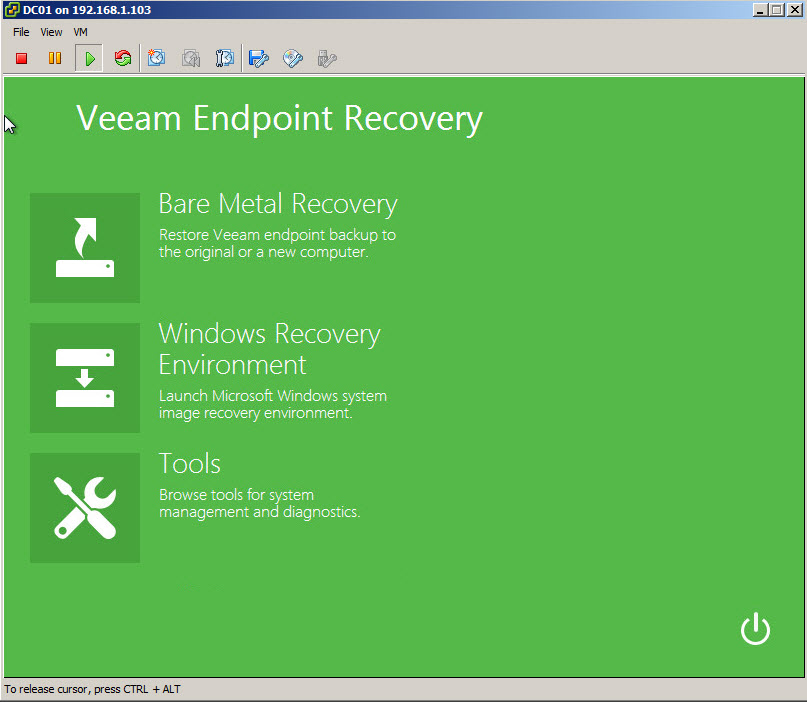 Restauración De Virtual Machine Con Veeam Endpoint Backup